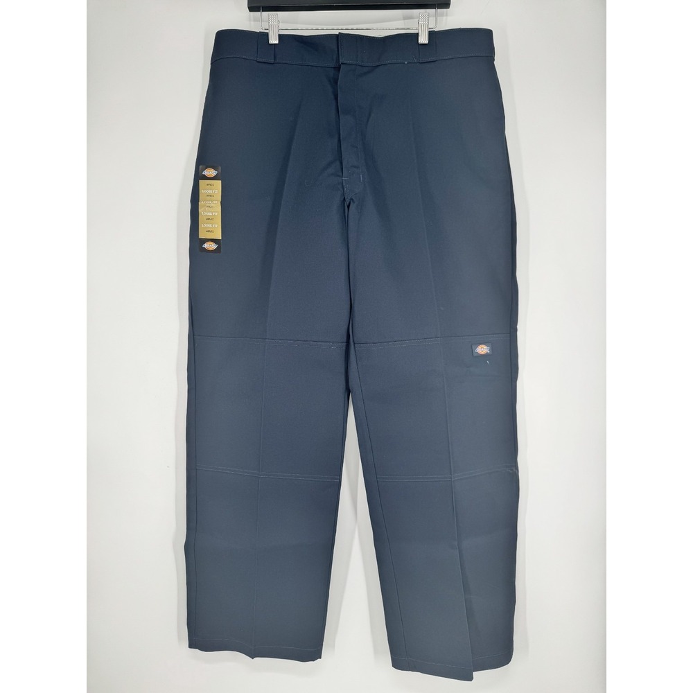 Dickies Work Pants 40x32 Navy Twill Loose Fit Double Knee Straight Leg Baggy